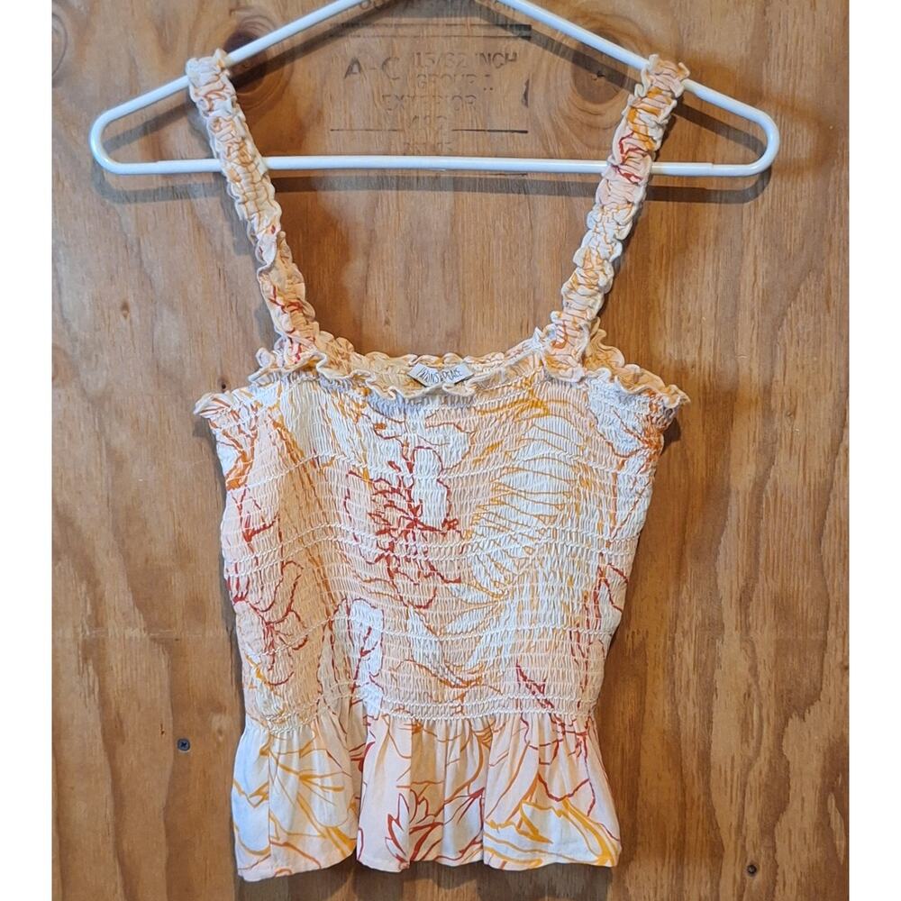 Patrons of Peace Tank Top Women's Small Smocked Tropical Coconut Girl Summer